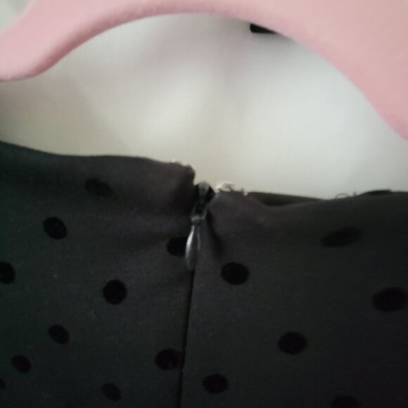 Old Navy Little Black Dress velour dots long sleeves lined zipper Small stretchy - Picture 12 of 13